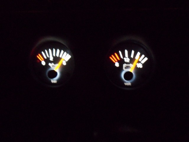 Dash with White LED's in Gauges.JPG